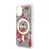 Guess iPhone 11 Deksel Flower MagSafe Kaki