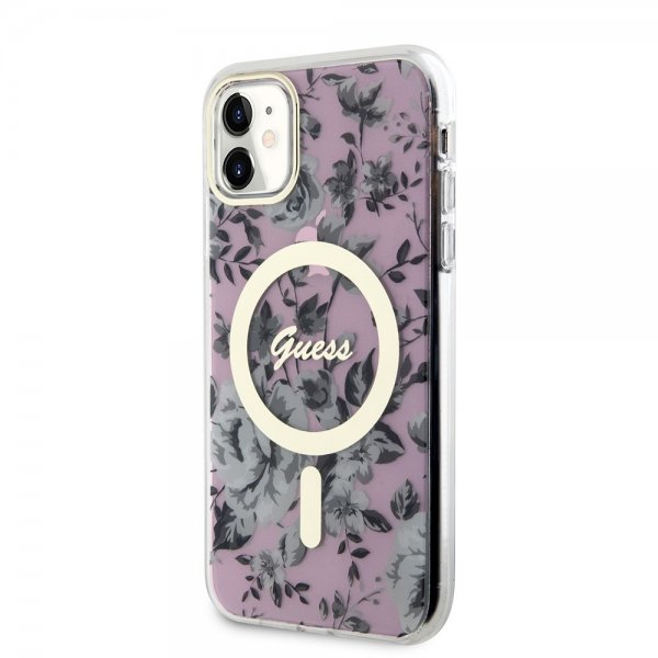 Guess iPhone 11 Deksel Flower MagSafe Rosa