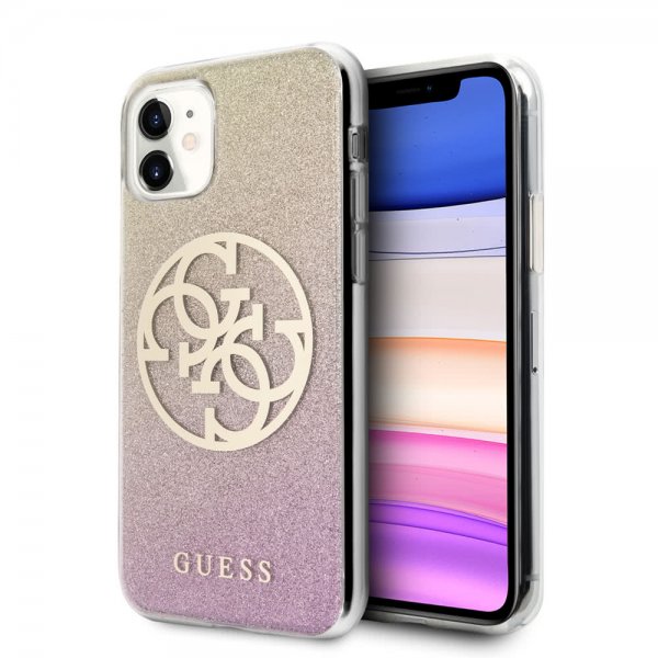 Guess iPhone 11 Deksel Glitter Circle RoseGUll