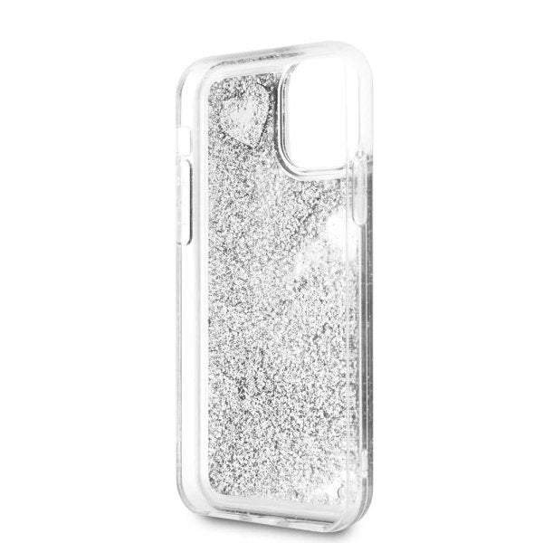 Guess iPhone 11 Deksel Glitter Hearts Sølv