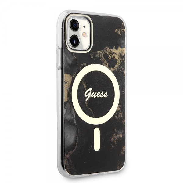 Guess iPhone 11 Deksel Golden Marble MagSafe Svart