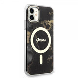 Guess iPhone 11 Deksel Golden Marble MagSafe Svart