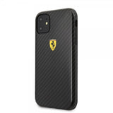 Ferrari iPhone 11 Deksel Karbonfibertekstur Gul Logo Svart