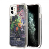 Guess iPhone 11 Deksel Liquid Glitter Flower Pattern Blå