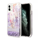 Guess iPhone 11 Deksel Liquid Glitter Flower Pattern Lilla