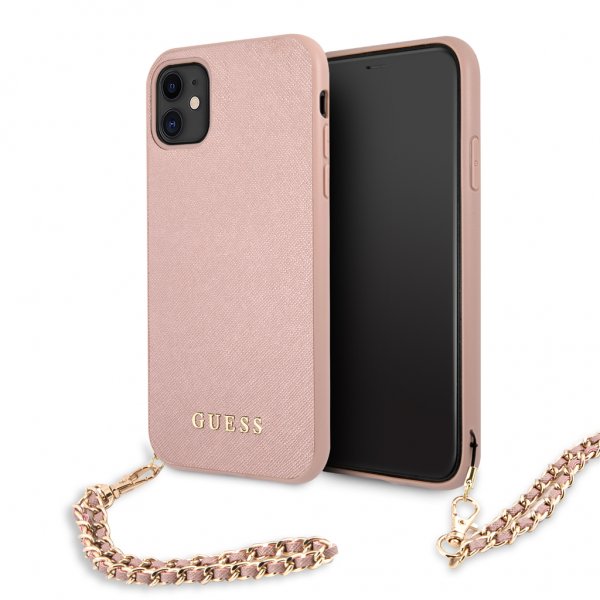 Guess iPhone 11 Deksel Saffiano Chain Rosa