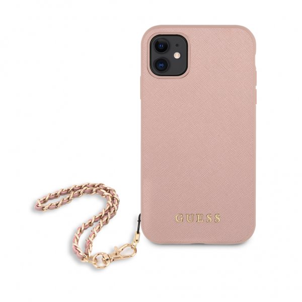 Guess iPhone 11 Deksel Saffiano Chain Rosa