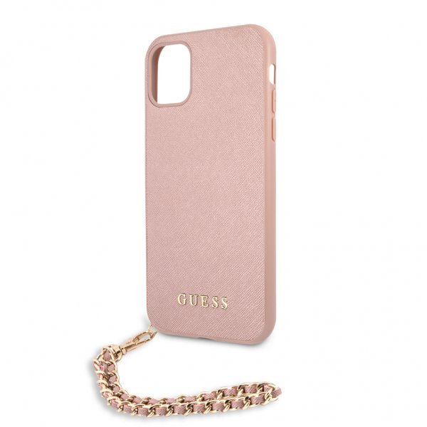 Guess iPhone 11 Deksel Saffiano Chain Rosa