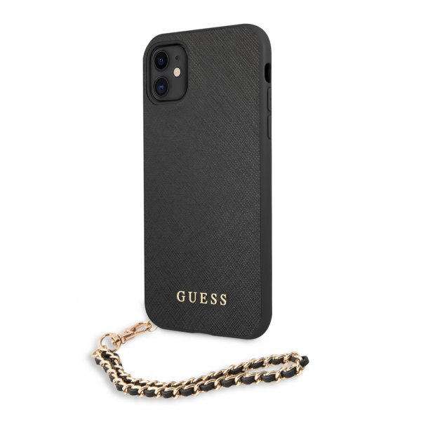 Guess iPhone 11 Deksel Saffiano Chain Svart