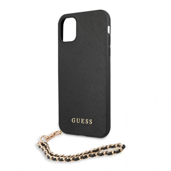Guess iPhone 11 Deksel Saffiano Chain Svart