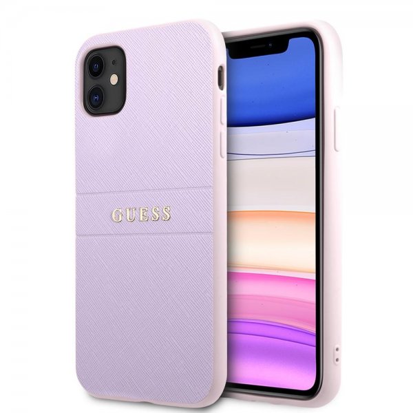 Guess iPhone 11 Deksel Saffiano Metal Logo Lilla