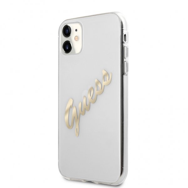 Guess iPhone 11 Deksel Vintage Script Gull Klar