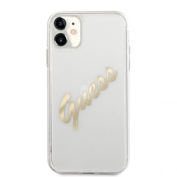 Guess iPhone 11 Deksel Vintage Script Gull Klar