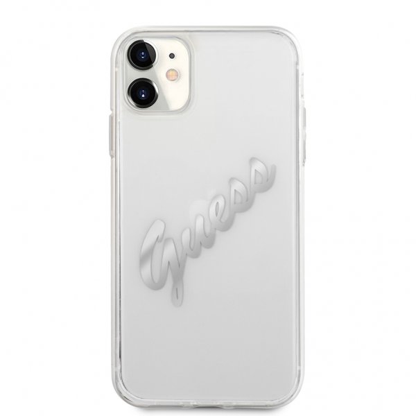 Guess iPhone 11 Deksel Vintage Script Sølv Klar