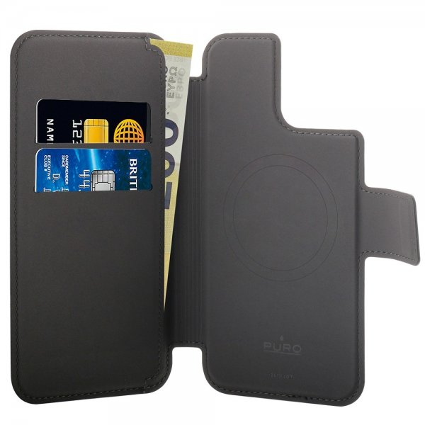 Puro iPhone 12/12 Pro/13/14/15 Etui MagSafe Folio Svart