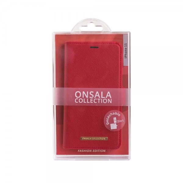 Onsala iPhone 12 Mini Etui Fashion Edition Löstagbart Deksel Saffiano Red