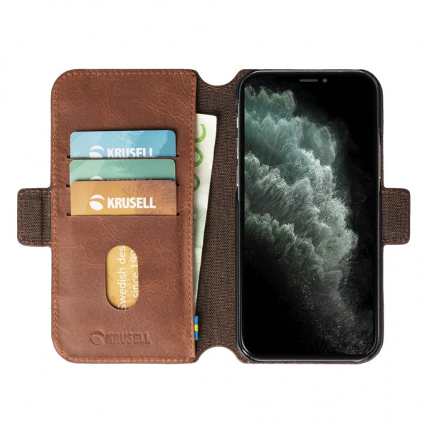 Krusell iPhone 12/iPhone 12 Pro Etui Sunne PhoneWallet Vintage Cognac