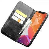 Qialino iPhone 12/iPhone 12 Pro Etui Ekte Skinn Svart