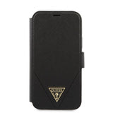 Guess iPhone 12/iPhone 12 Pro Etui Gold Triangle Saffiano Svart