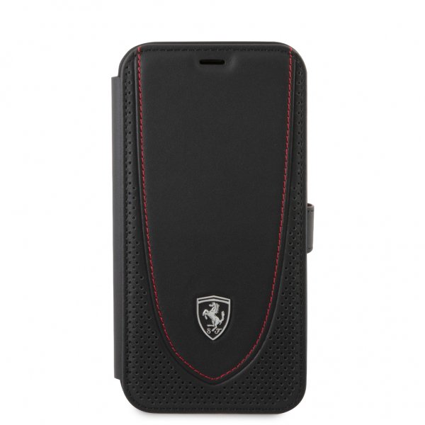Ferrari iPhone 12/iPhone 12 Pro Etui Logo Perforert Svart
