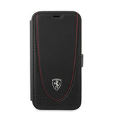 Ferrari iPhone 12/iPhone 12 Pro Etui Logo Perforert Svart