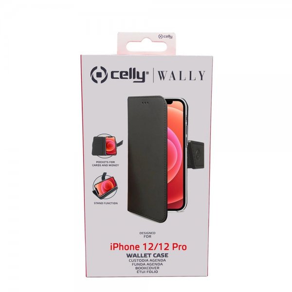 Celly iPhone 12/iPhone 12 Pro Etui Wally Wallet Case Svart