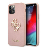 Guess iPhone 12/iPhone 12 Pro Deksel 4G Logo Saffiano Rosa