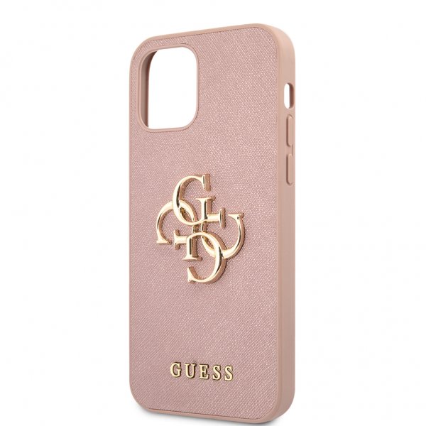 Guess iPhone 12/iPhone 12 Pro Deksel 4G Logo Saffiano Rosa