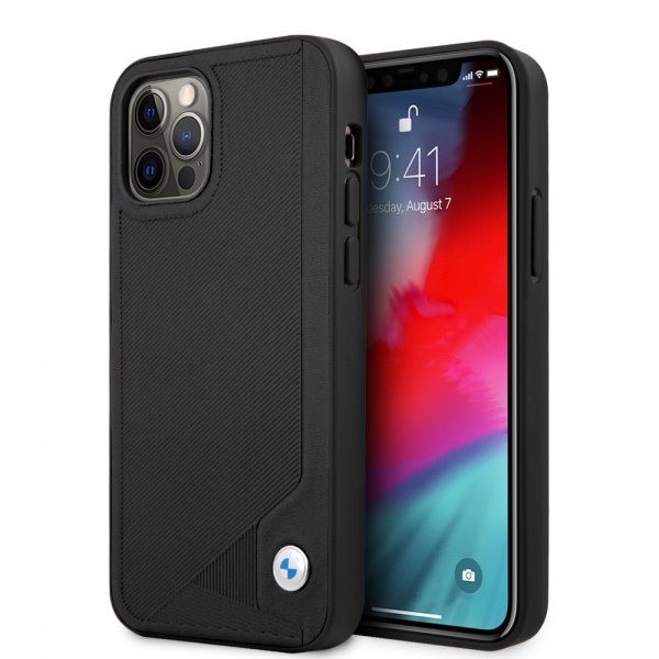 BMW iPhone 12/iPhone 12 Pro Deksel Debossed Stripes Svart