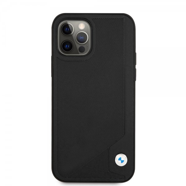BMW iPhone 12/iPhone 12 Pro Deksel Debossed Stripes Svart