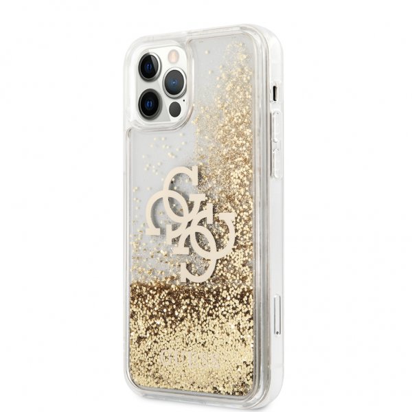 Guess iPhone 12/iPhone 12 Pro Deksel Liquid Glitter Gull Klar