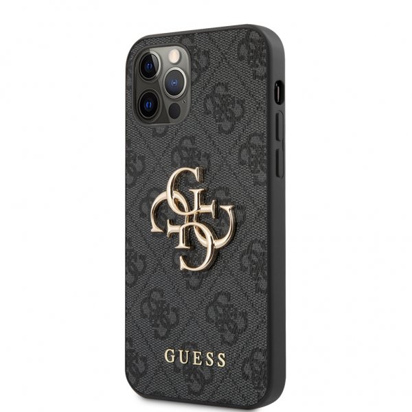 Guess iPhone 12/iPhone 12 Pro Deksel Metal Logo Grå
