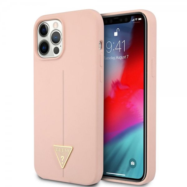 Guess iPhone 12/iPhone 12 Pro Deksel Metal Triangle Rosa