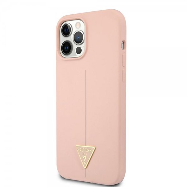 Guess iPhone 12/iPhone 12 Pro Deksel Metal Triangle Rosa