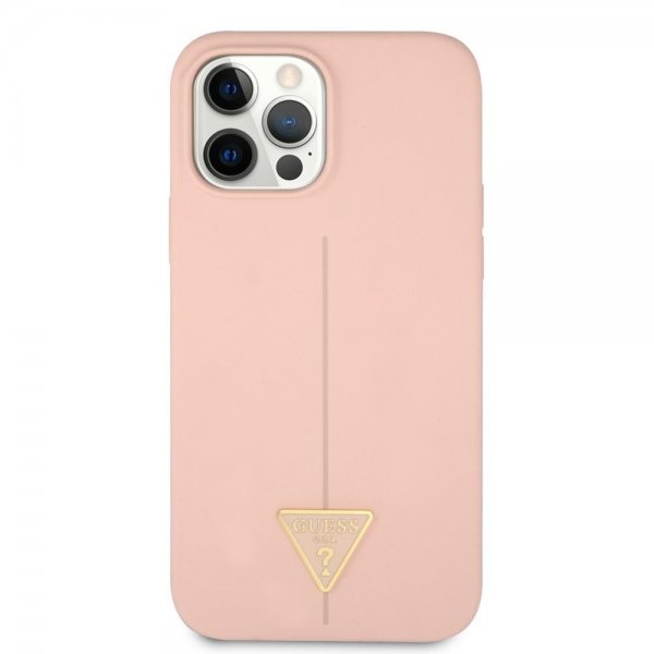 Guess iPhone 12/iPhone 12 Pro Deksel Metal Triangle Rosa