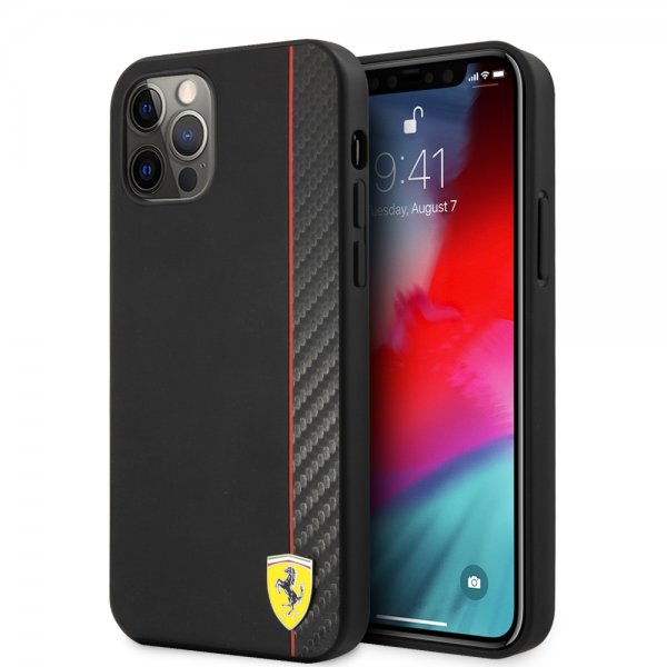 Ferrari iPhone 12/iPhone 12 Pro Deksel On Track Carbon Stripe Svart