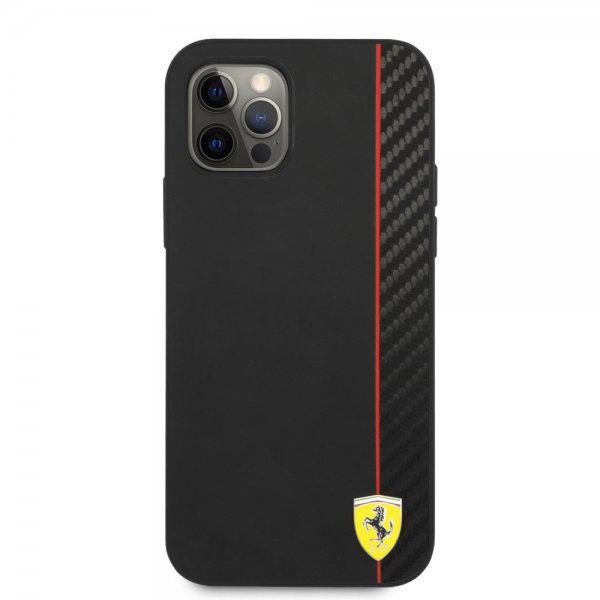 Ferrari iPhone 12/iPhone 12 Pro Deksel On Track Carbon Stripe Svart