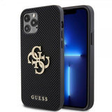 Guess iPhone 12/iPhone 12 Pro Deksel Perforated Glitter Svart