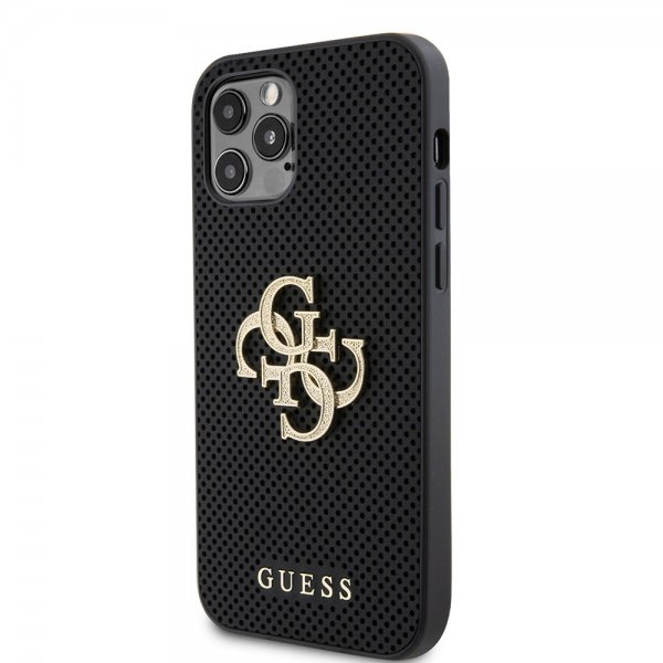 Guess iPhone 12/iPhone 12 Pro Deksel Perforated Glitter Svart