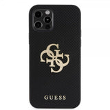 Guess iPhone 12/iPhone 12 Pro Deksel Perforated Glitter Svart