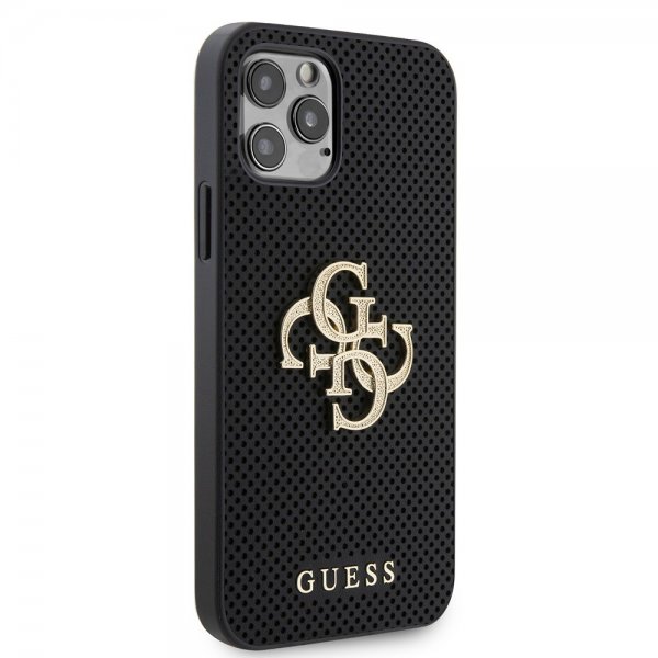 Guess iPhone 12/iPhone 12 Pro Deksel Perforated Glitter Svart