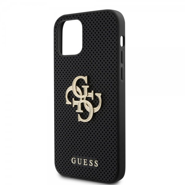 Guess iPhone 12/iPhone 12 Pro Deksel Perforated Glitter Svart