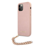Guess iPhone 12/iPhone 12 Pro Deksel Saffiano Chain Rosa