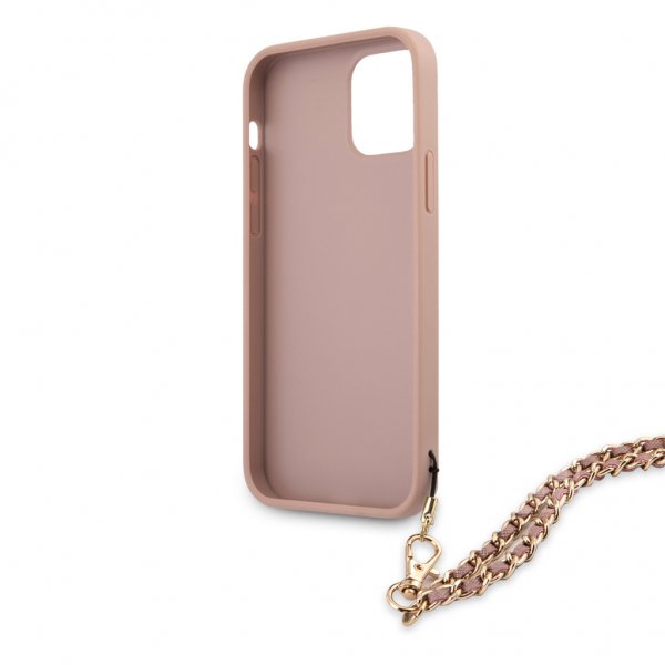 Guess iPhone 12/iPhone 12 Pro Deksel Saffiano Chain Rosa