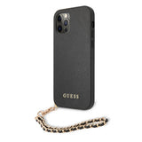 Guess iPhone 12/iPhone 12 Pro Deksel Saffiano Chain Svart