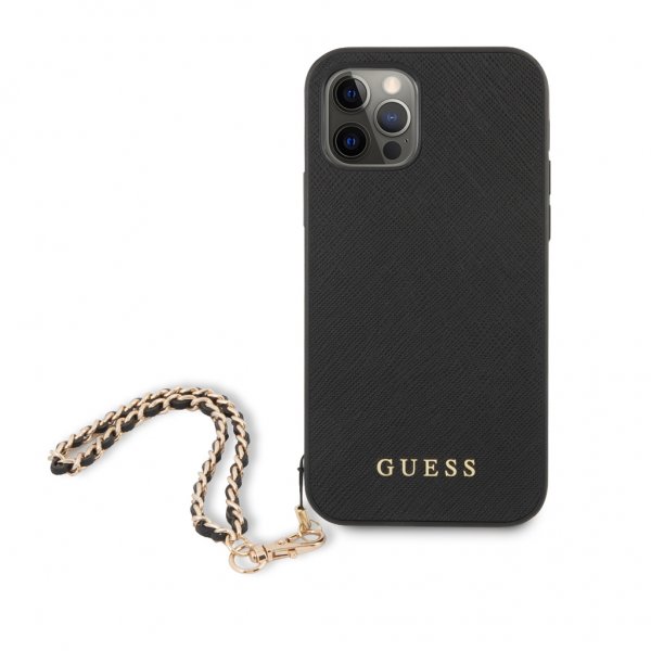 Guess iPhone 12/iPhone 12 Pro Deksel Saffiano Chain Svart