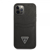 Guess iPhone 12/iPhone 12 Pro Deksel Saffiano Double Cardslot Svart