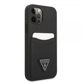Guess iPhone 12/iPhone 12 Pro Deksel Saffiano Double Cardslot Svart