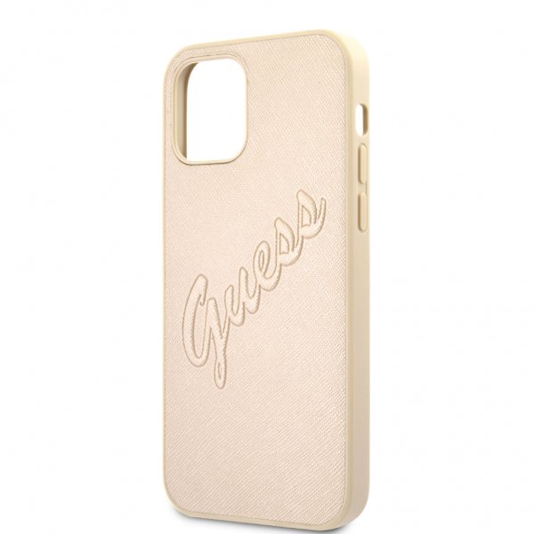 Guess iPhone 12/iPhone 12 Pro Deksel Saffiano Vintage Script Gull