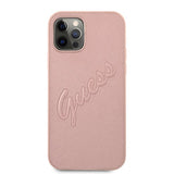 Guess iPhone 12/iPhone 12 Pro Deksel Saffiano Vintage Script Rosegull